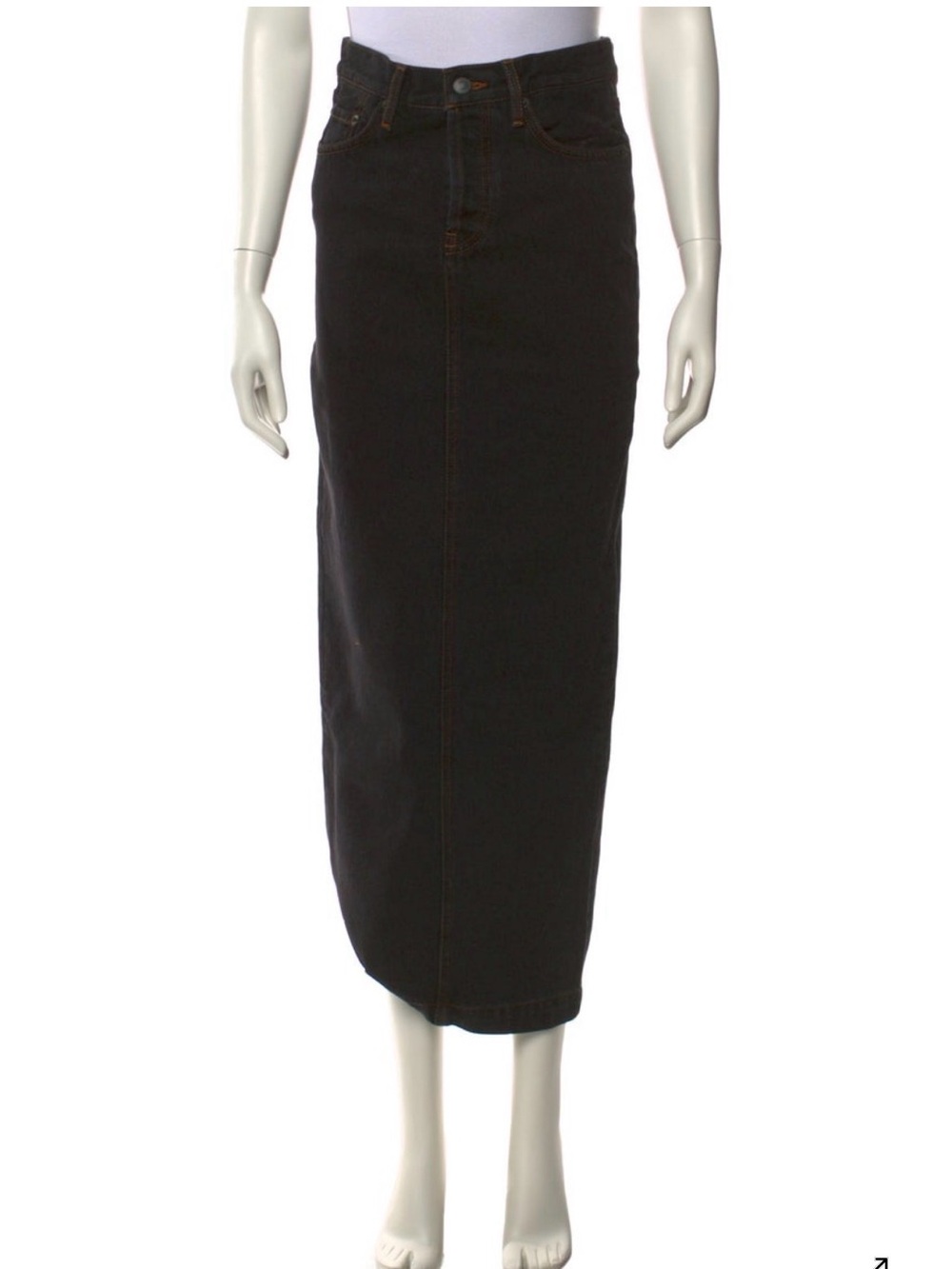 NWT WARDROBE.NYC Midi Length Black Denim Column Skirt